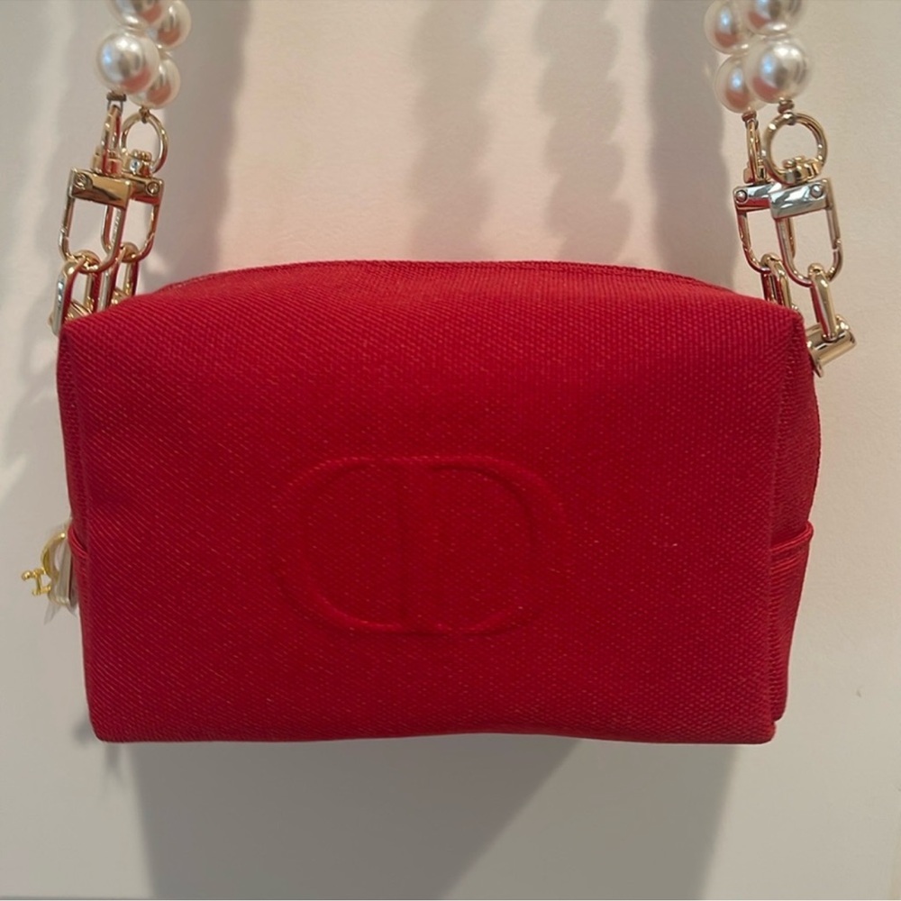 Christian Dior red canvas cosmetics bag to shoulder bag - Picture 6 of 16